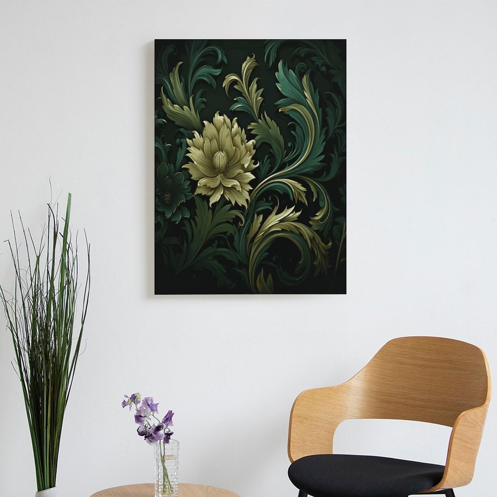LPAGBCNU Malen-nach-Zahlen-Set für Erwachsene, Anfänger, Erwachsene, Malen-nach-Zahlen-Kits auf Leinwand, DIY-Acryl-Ölfarben, Gemälde mit Pinseln als Geschenk, Wanddekoration für Zuhause, Dunkelgrün
