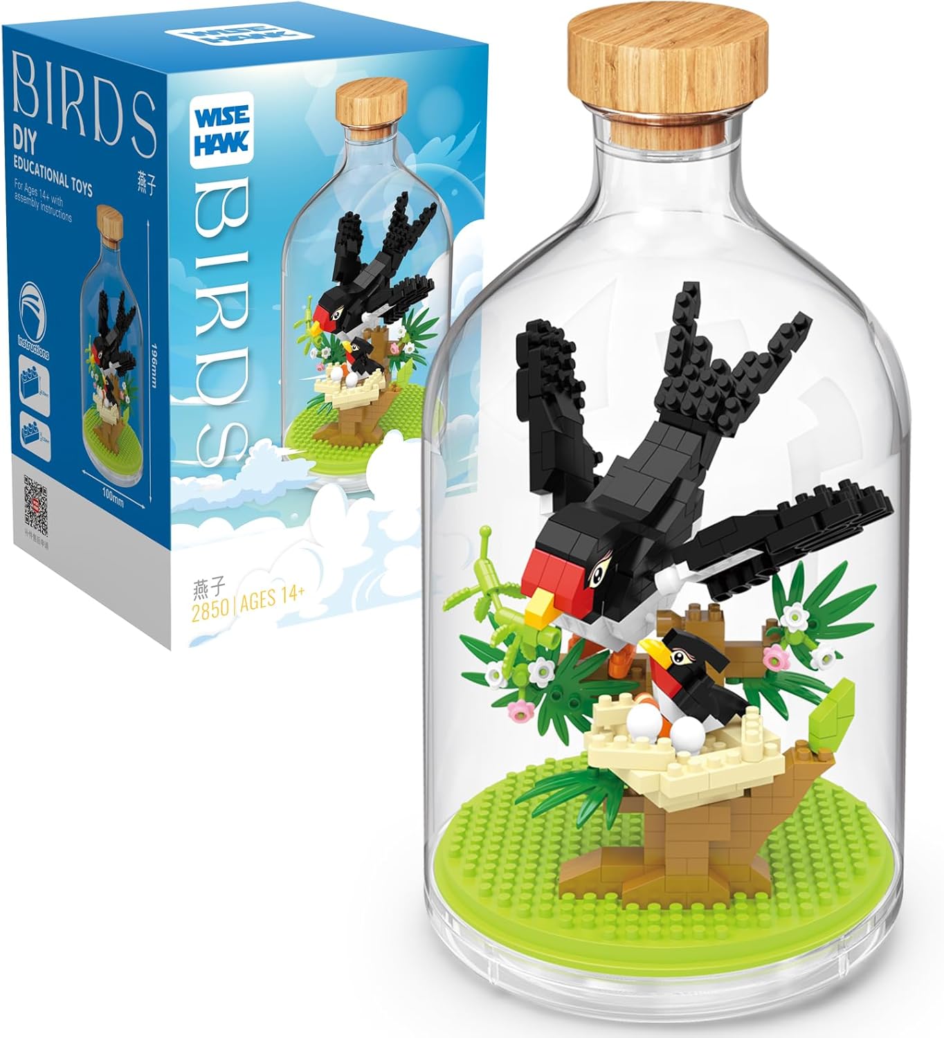 Creative Swallows Toy Building Set,Adult Mini Animal Friend Set,Party Favors Gift for Friend,Animal Lover Office Home Decor Birds Building Block Kit,New Year Easter Birthday Gift for Family