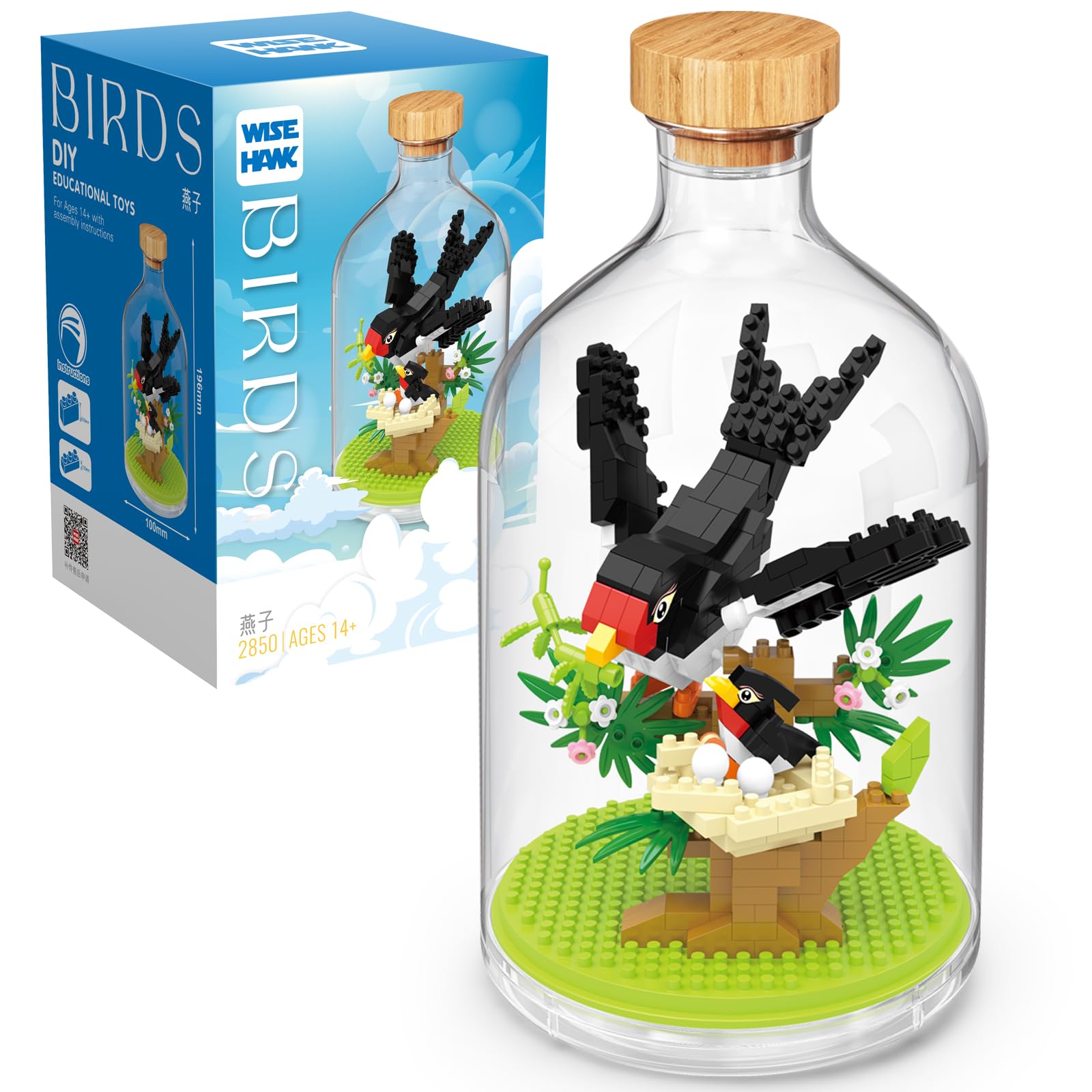 OLTLYUNH Creative Swallows Toy Building Set,Adult Mini Animal Friend Set,Party Favors Gift for Kid,Animal Lover Office Home Decor Birds Building Block Kit,New Year Easter Birthday Gift for Boys Girls