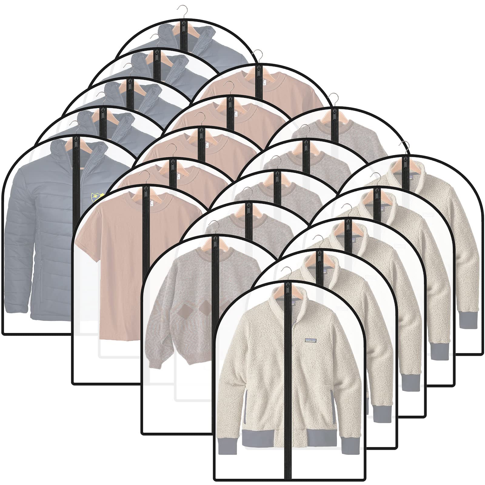 20 PCS Housses de Vêtements, Housse Vetements à Suspendre, Housses de Protection avec zip pour Chemsie/Veste/T-shirt, Anti Poussière Etanche Mite Humidité - 60 x 80cm
