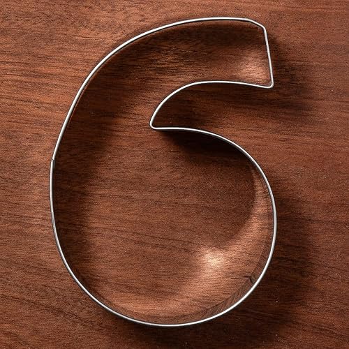 Miniatura 2 de LILIAO Cortador de galletas de fondant número 6 para cumpleaños, aniversario, día especial, 2.7 x 3.6 pulgadas, acero inoxidable