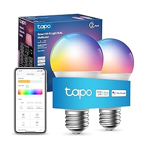 Tapo L530E (2-Pack) E27 Smart Bulb, Alexa Compatible, Color Changing LED, Dimmable, WiFi Enabled