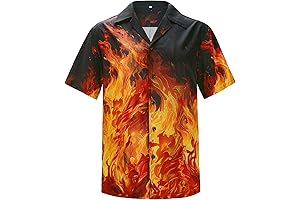 80s Mens Costume Fire Button Down Shirt
