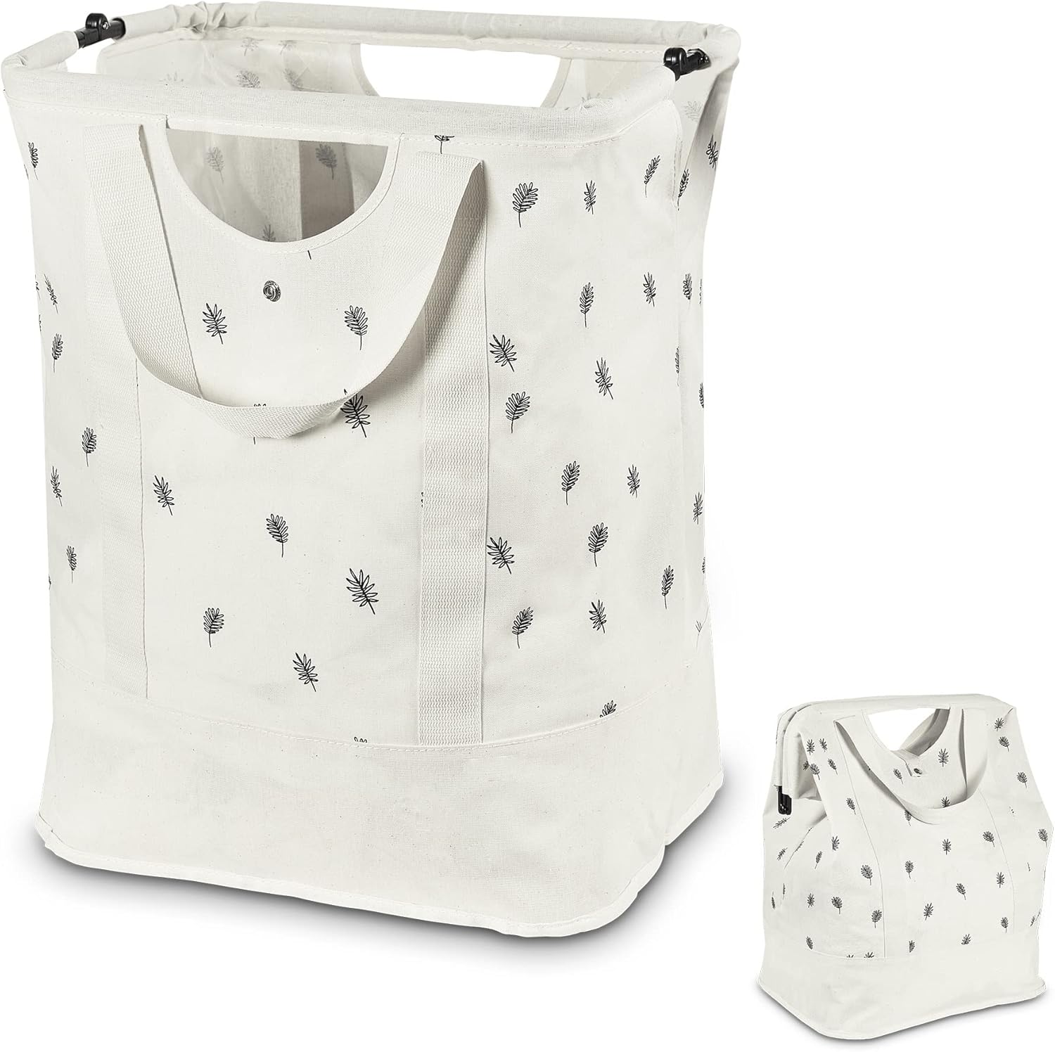 JOMOLA Collapsible Laundry Basket, Large Folding Clothes Hamper Bag, Fabric Laundry Tote Carry All Bin XL Pop Up Baskets with Handles, Waterproof Clothes Storage Basket for Bathroom, Family Black