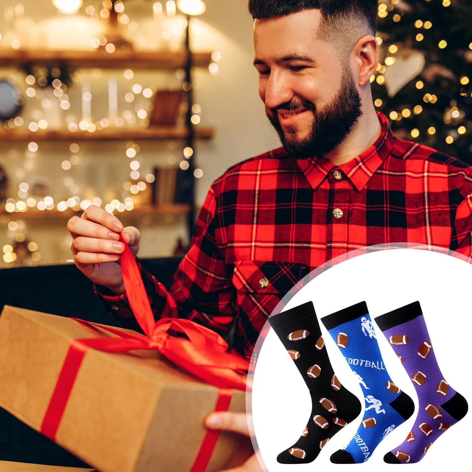 Ficerd 10 Pairs Novelty Football Socks Funny Sports Themed Crew Socks Unisex Football Lover Christmas Gifts for Youth Men Women - Image 2