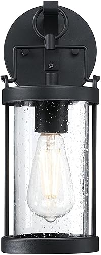 Miniatura 3 de Westinghouse 6122500 Westcott Bay - Accesorio de pared tradicional para exteriores, acabado negro texturizado, vidrio sembrado transparente