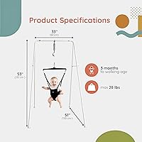 Vista 4 de Jolly Jumper Clásico (negro) con soporte - Saltador original para bebé, asiento de sillín de ejercicio para interiores y exteriores, altura