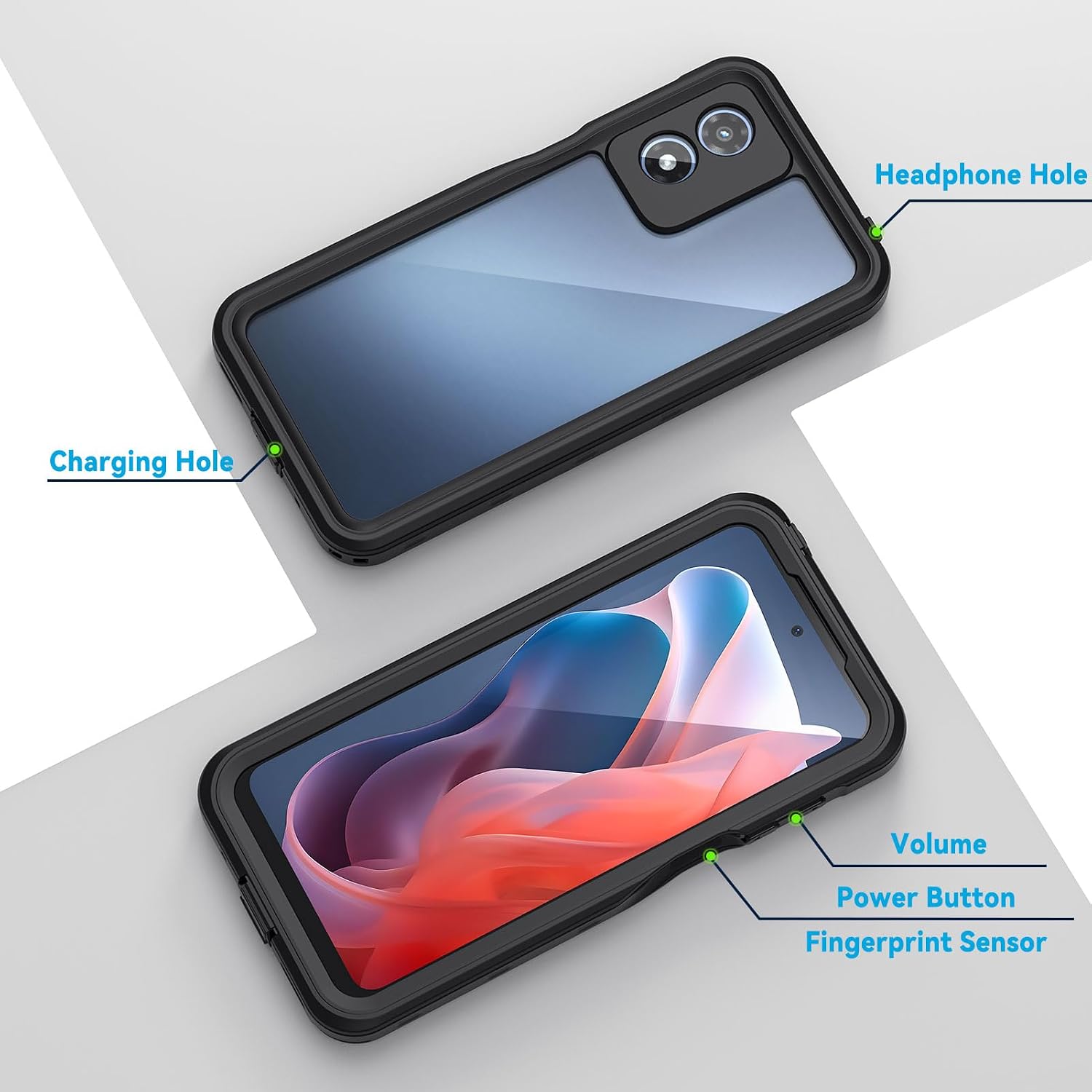 Lanhiem for Moto G Play 2024 Case, IP68 Waterproof Dustproof Shockproof Case with Built-in Screen Protector, Full Body Underwater Protective Cover for Moto G Play 2024 Only, Black