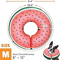 Vista 3 de BENCMATE Collar inflable protector para perros y gatos, collar suave de recuperación de mascotas que no bloquea la visión E-Collar (M, sandía)