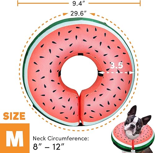 Miniatura 3 de BENCMATE Collar inflable protector para perros y gatos, collar suave de recuperación de mascotas que no bloquea la visión E-Collar (M, sandía)
