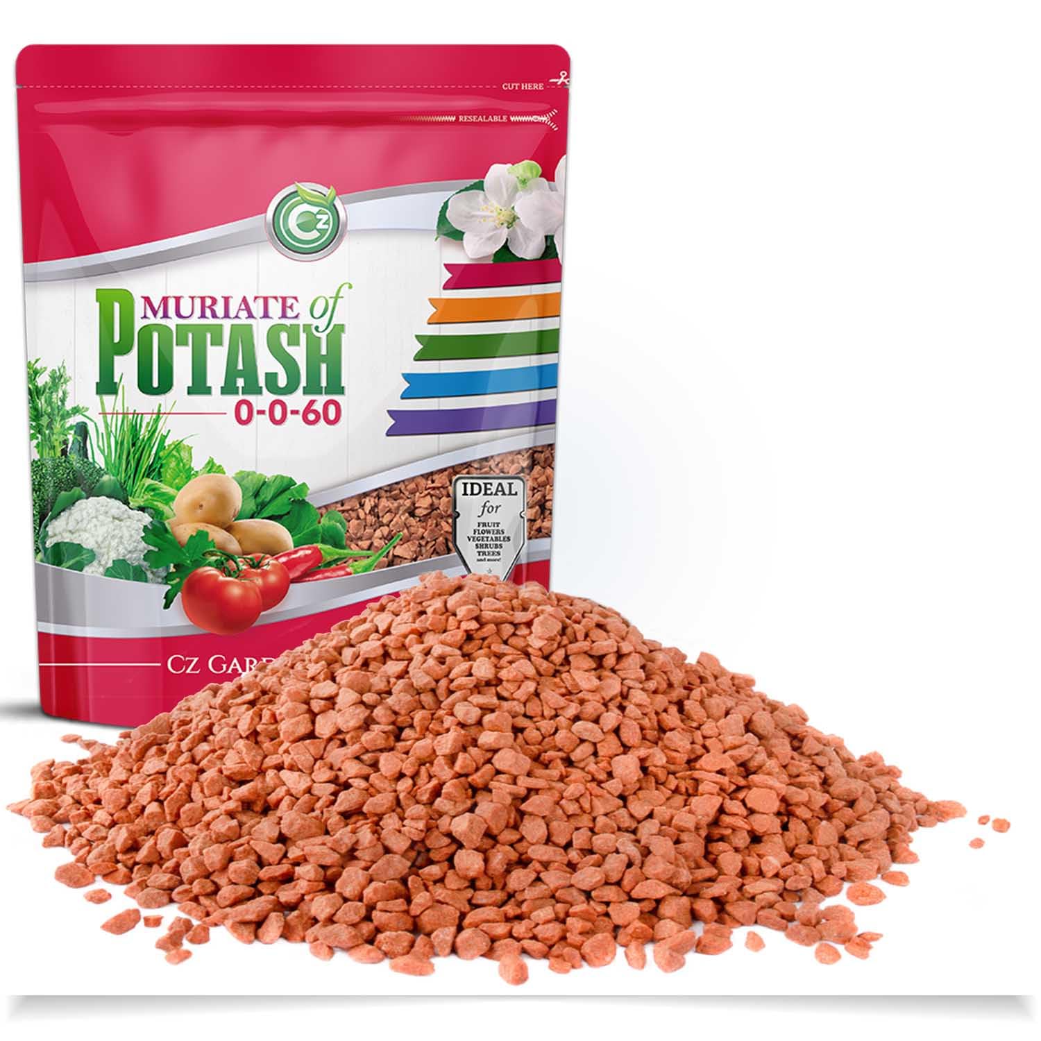 Muriate of Potash 0-0-62 Fertilizer Made in USA - MOP Potassium Plant Food for Indoor/Outdoor Plants, Flower Gardens, Fruit and Vegetable Gardens, Holistic Herbs, Trees and Green Lawns!