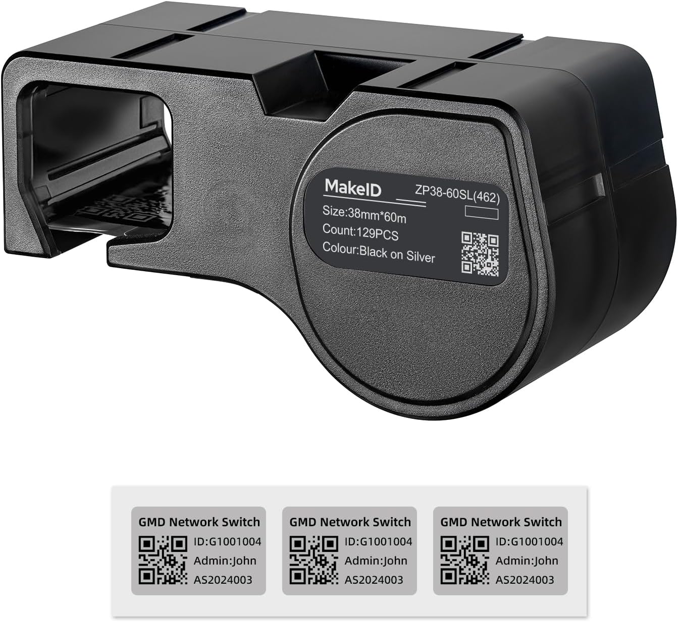 MakeID D50 All-Weather PET Label Cartridge for Indoor/Outdoor Component and Equipment Labeling, Safety Identification, Asset Tracking, Electrical Labeling - for D50 Label Printer