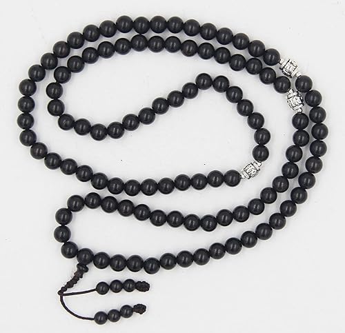 Miniatura 4 de Meditación tibetana 108 cuentas de madera de ébano MalaRosariobolsa de mala, 0.315in