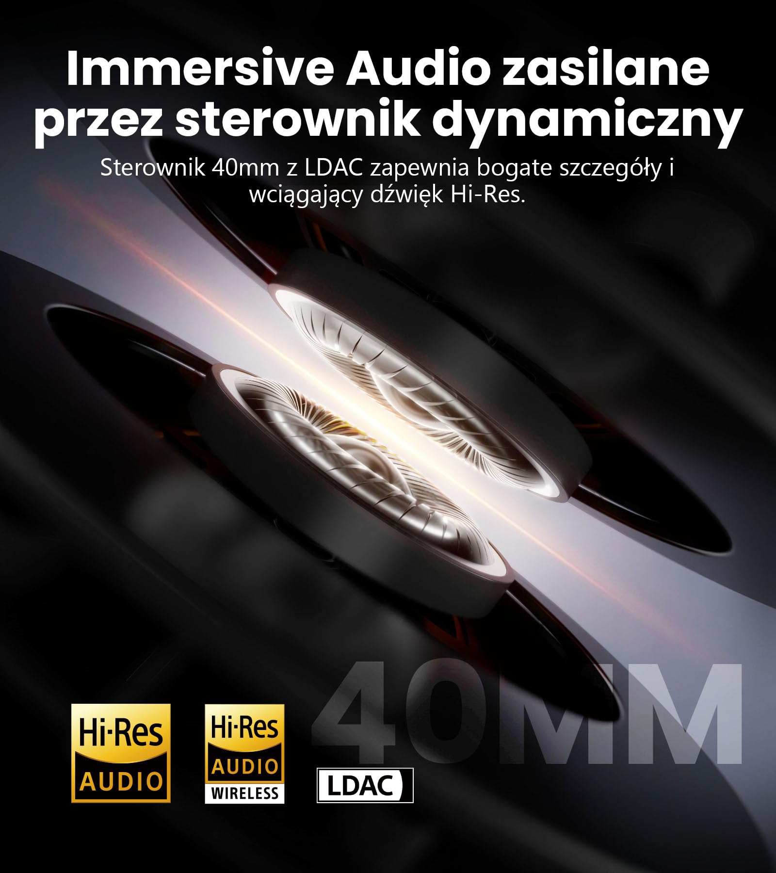 Edifier W820NB Plus Gen 2 bezprzewodowe słuchawki słuchawkowe z redukcją hałasu nad uszami, -49 dB ANC, LDAC Hi-Res Audio, czas odtwarzania 88H, dźwięk przestrzenny, ochrona głośności - Navy