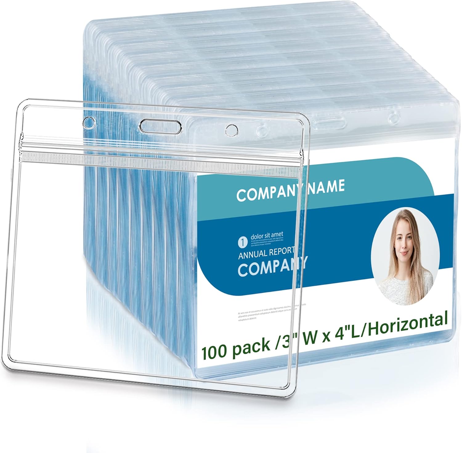 4x3 Inches Horizontal Badge Holder, Clear ID Card Holder with Waterproof Resealable Zip Type Protector, Badge Sleeve Fits Name Tag Holder/RFID/Proximity/Credit Card (200pcs-Horizontal)