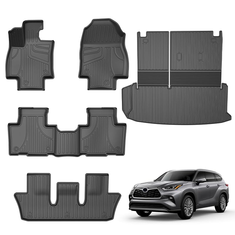 Tapetes automotivos e revestimento de porta-malas em TPE para Toyota Grand Highlander 7 lugares 2024–2026 AOMSAZTO, conjunto com 5 peças