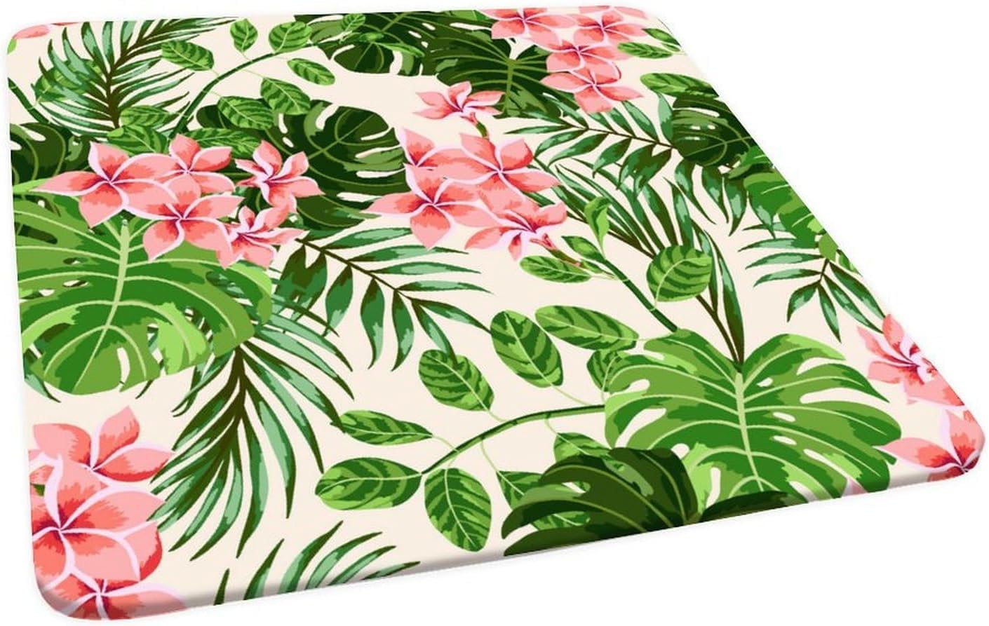 Nappe Carrée Printanière Motif Floral Rose et Carreaux de Pierre 30x30
