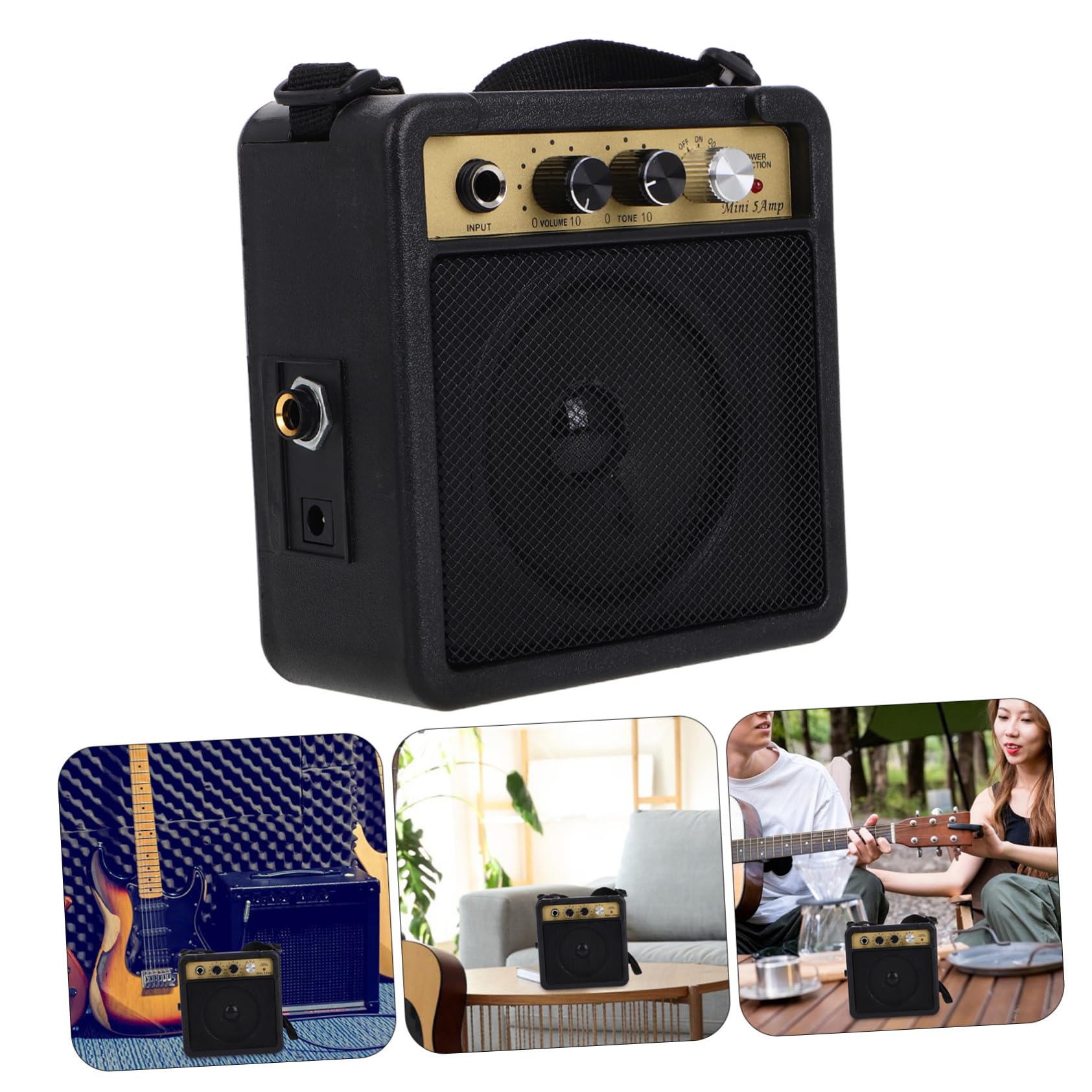 Mini Amplificatore per Chitarra Elettrica 5w Effetti Sonori Integrati e Struttura Robusta in Plastico e Metallo, per Esercitazioni Musicali Pratiche