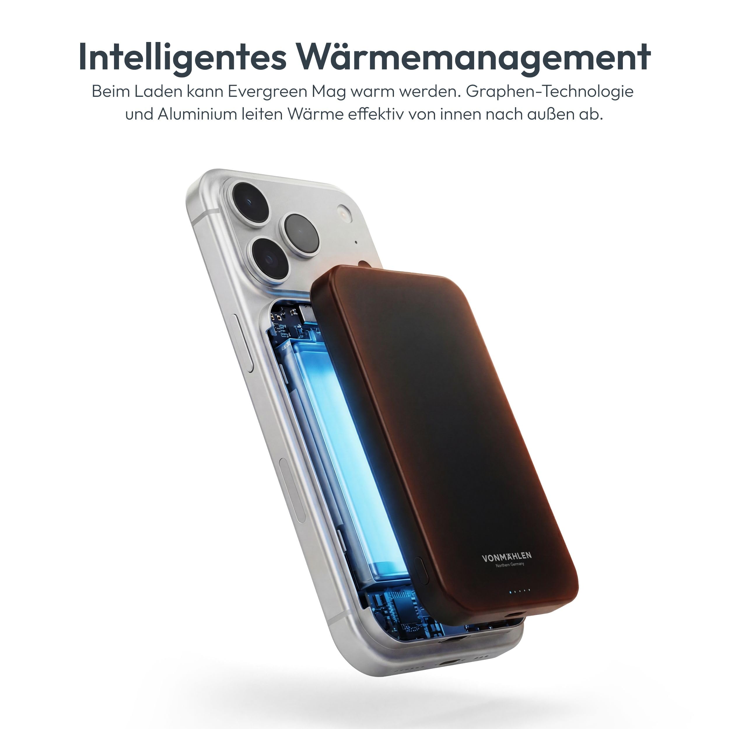 VONMÄHLEN Evergreen Mag - Wireless Powerbank (Qi2) 5.000 mAh, Schwarz