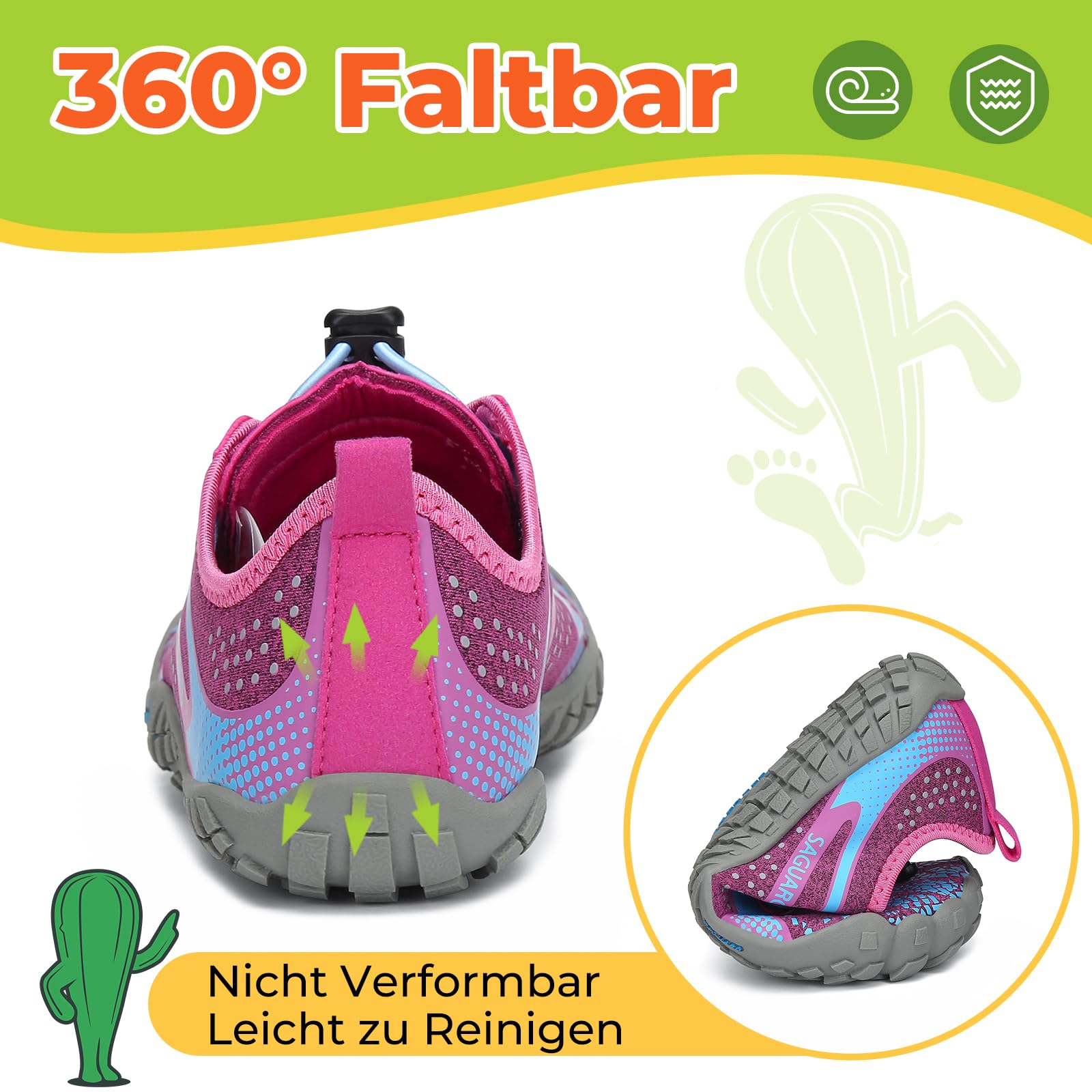 SAGUARO Barfußschuhe Kinder Barfussschuhe Schnell Trocknend Badeschuhe für Jungen Mädchen Gr.24-36