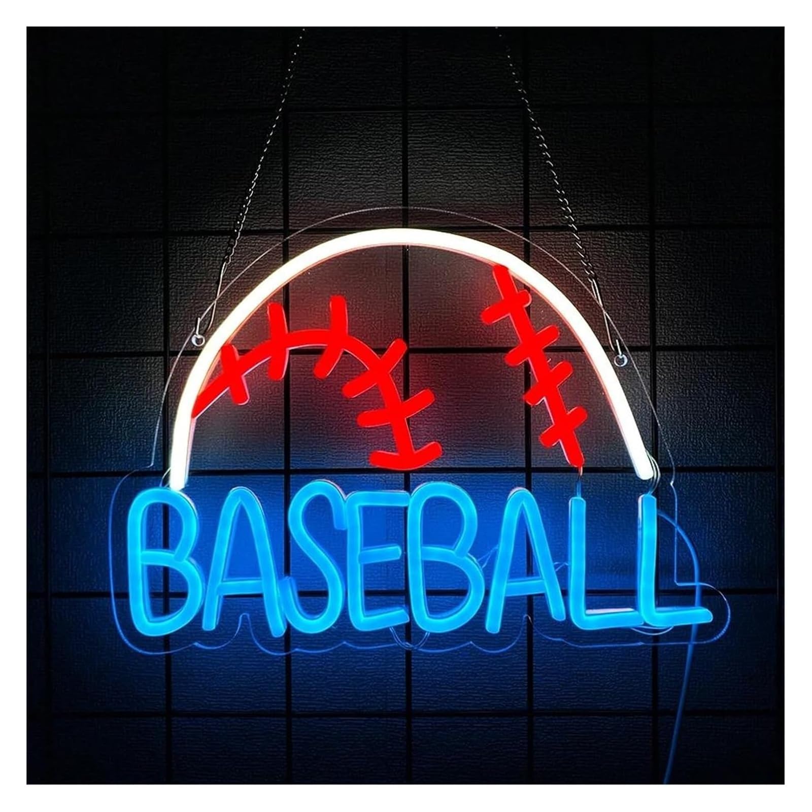 Generico Insegna al neon per baseball per sport, luce alimentata per palestra, per attività sportive, camera da letto
