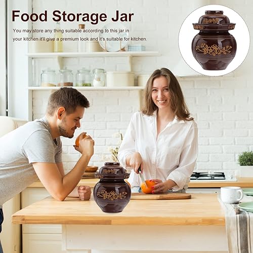 Miniatura 6 de Hemoton Tarros Mason Jars Mason Jars Mason Tarros tradicionales de fermentación de cerámica Tarro de fermentación china con tapa de sellado de agua,