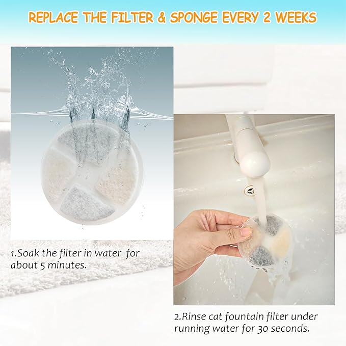 12 Filtros de Repuesto para Fuente de Agua Redonda 2L/67oz para Gatos y Perros miniatura 6