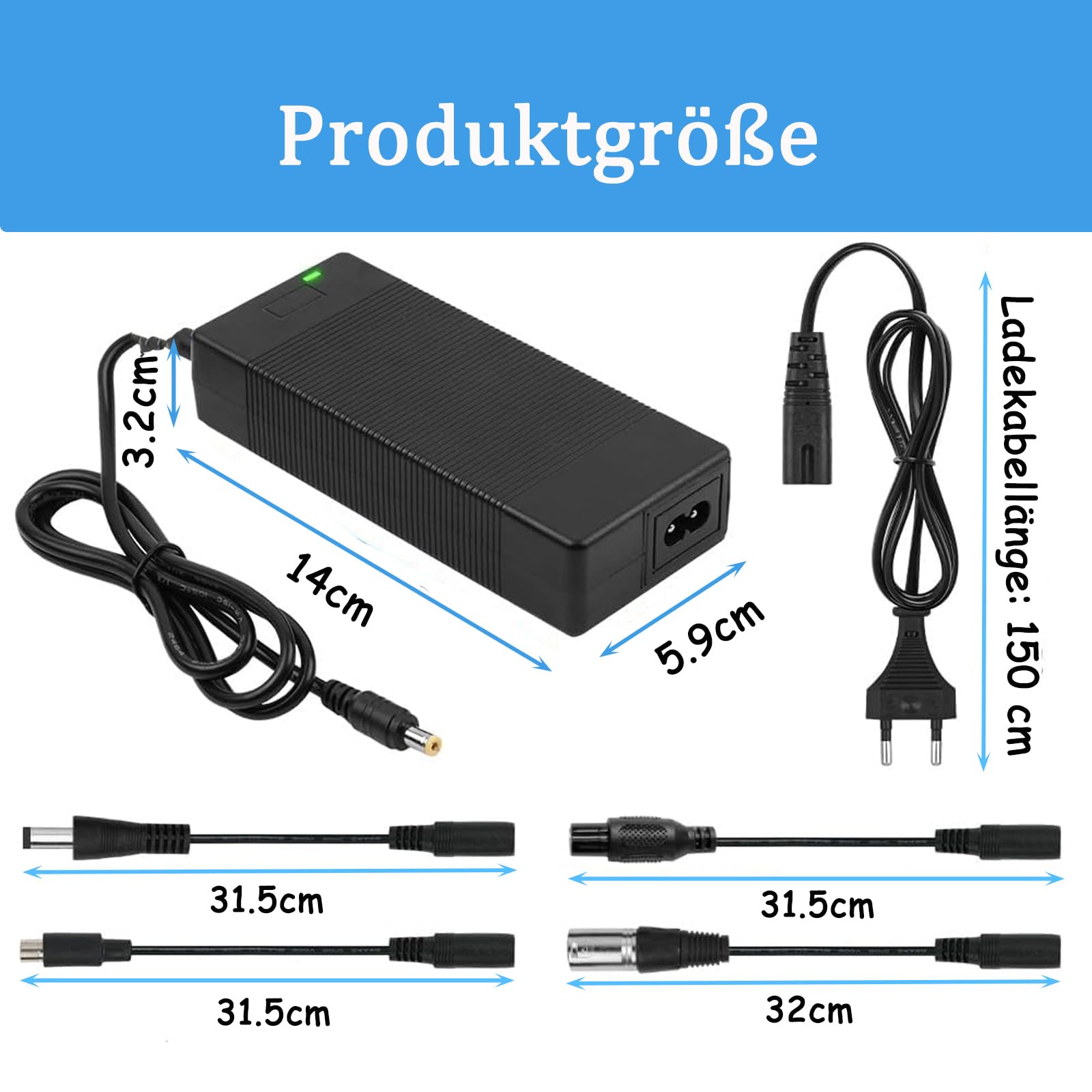 Ładowarka do skutera, 42 V 2 A, ładowarka do skutera, akumulator 42 V, zasilacz sieciowy, kabel do ładowania | Hoverboard kabel do ładowania z 6 złączami interfejsowymi, do skuterów elektrycznych, rowerów elektrycznych