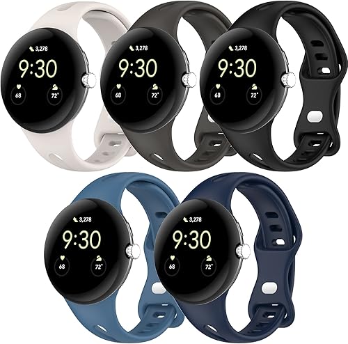 Miimall Correa de reloj compatible con Google Pixel, pulsera deportiva de silicona suave para mujeres y hombres, correa de repuesto delgada ligera y