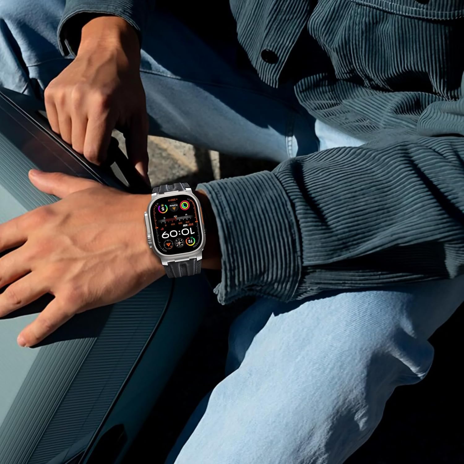 Top Grain Genuine Leather Compatible with Apple Watch Ultra 3 Band 49mm 46mm 45mm 44mm 42mm, Handcrafted Vintage Leather Strap for Women Men iWatch Ultra 2/1 Series 11 10 9 8 7 6 5 4 3 SE - Image 3