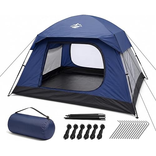 Purebox 4 Person Tents for Camping Waterproof, Windproof Dome Tent with Rainfly, Easy Setup Portable Tent for Outdoor Camping