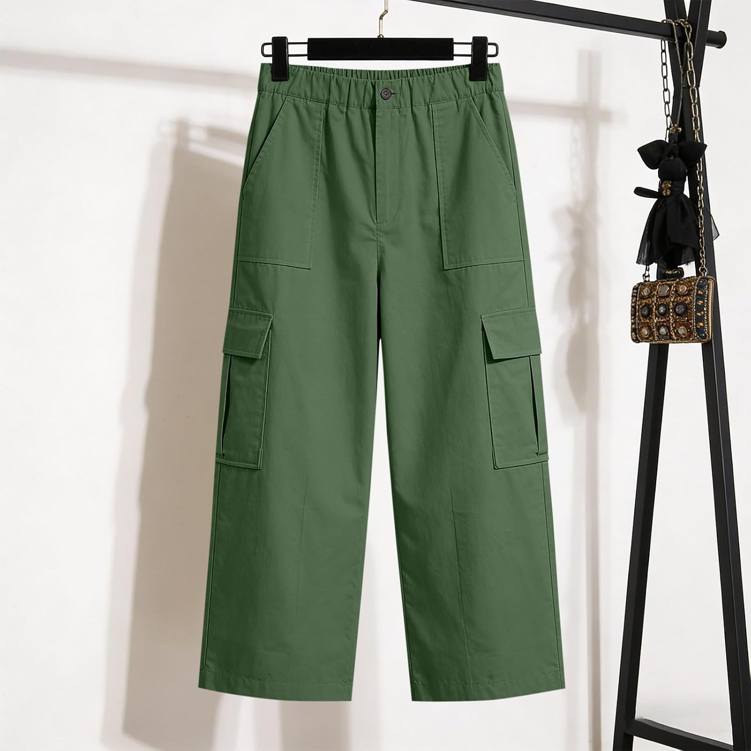 Cargo Capri Pants for Women Plus Size High Elastic Waisted Stretchy Cropped Hiking Pants Loose Fit Casual Clothes