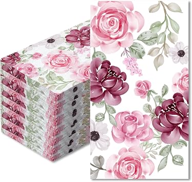 YGAUZ 100PCS Floral Napkins, Watercolor Flower Paper Dinner Napkins, Disposable Decorative Paper Cocktail Napkins Bathroom for Wedding Bridal Baby Shower Tea Birthday Party Decorations