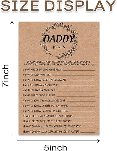 Miniatura 2 de Juego de bromas de papi, tarjetas de juego de baby shower, papel kraft rústico para niños o niñas neutros de género, suministros de fiesta de baby