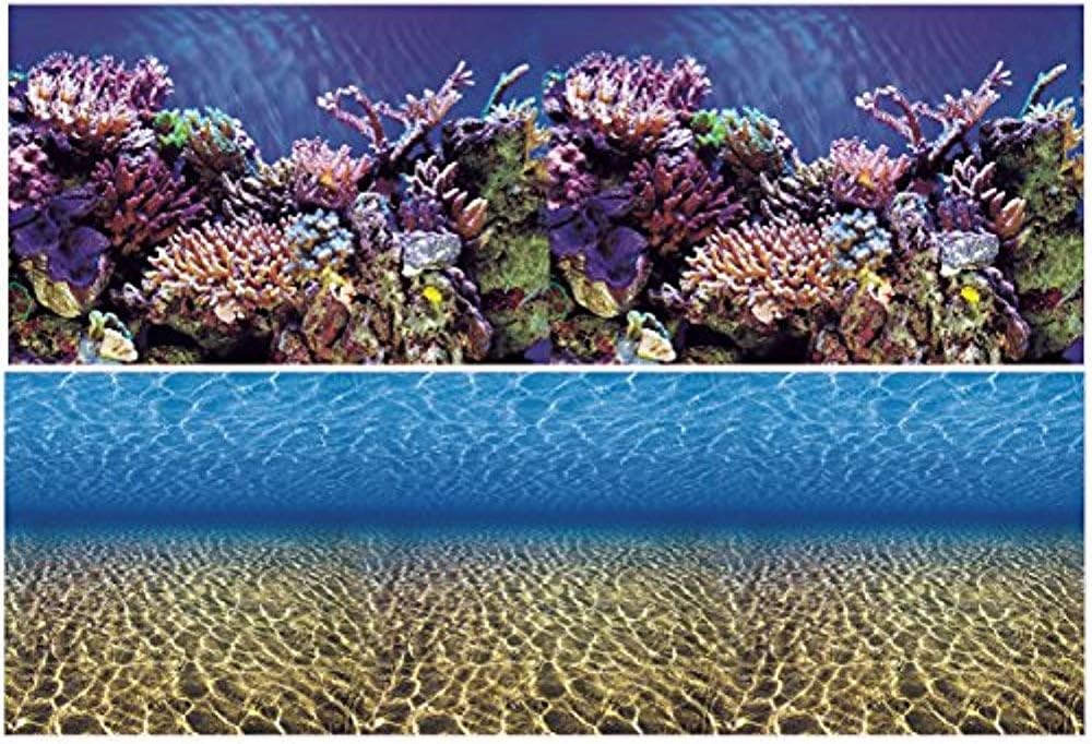 Vepotek Aquarium Background Ocean Seabed /Coral Reef Double sides (84WX24H)