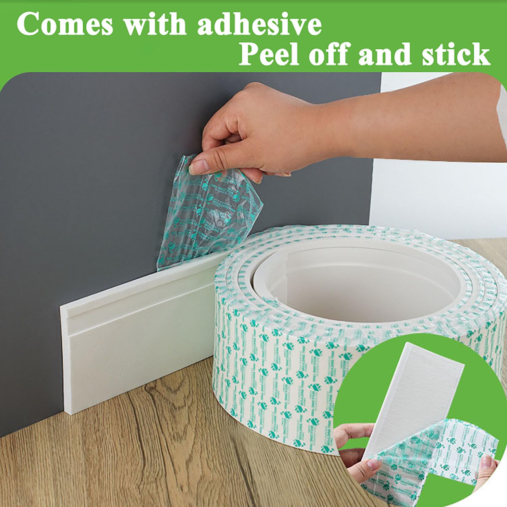 Moldura de zócalo flexible de EVA autoadhesiva, moldura de esquina de pared despegable y pegable, zócalo de espuma impermeable y pintable para decoración del hogar,gabinetes,marcos
