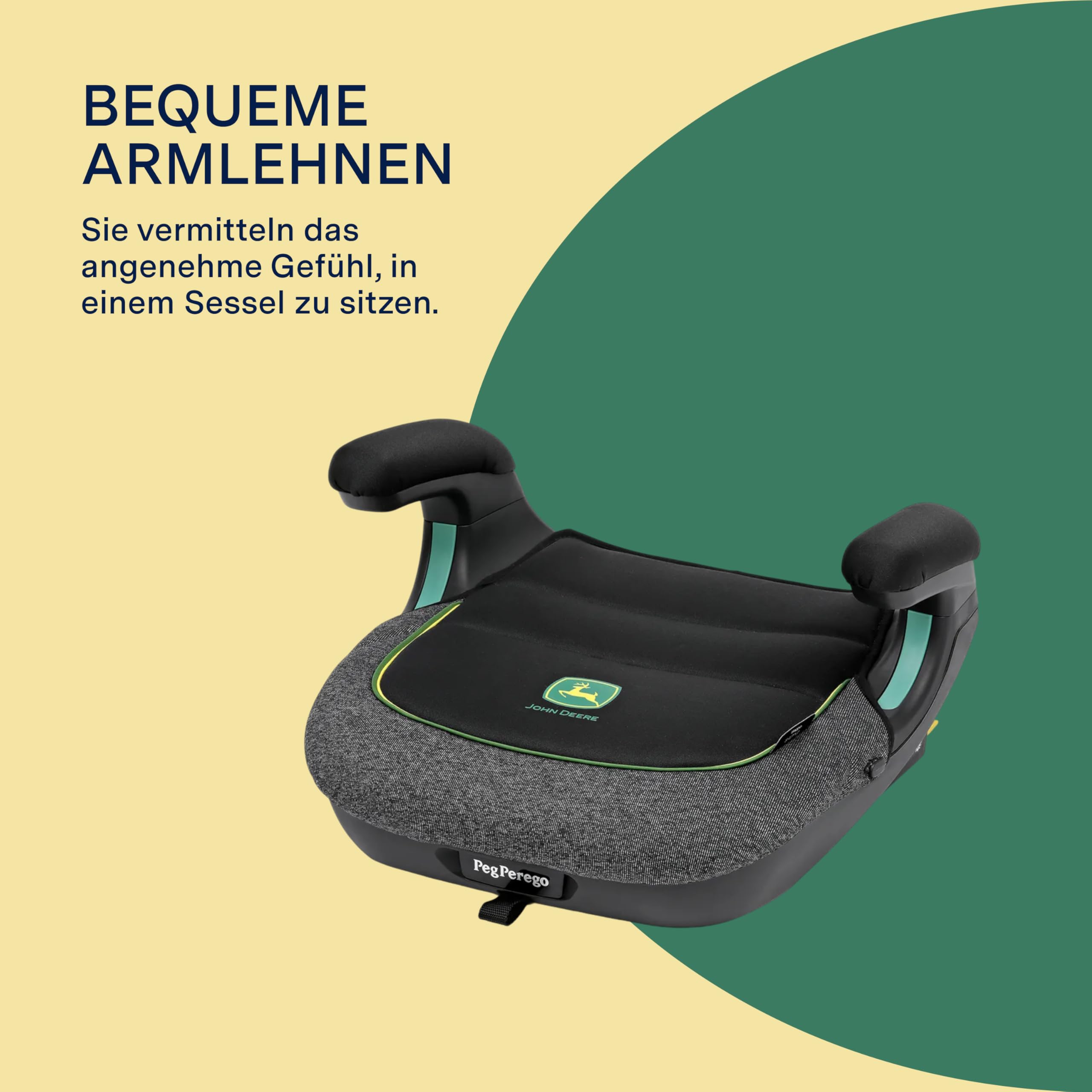 PEG Viaggio Shuttle Autositz, Auto-Sitzerhöhung mit ISOFIX für Kinder von 125 bis 150 cm (6-12 Jahre), 22-36 kg, John Deere