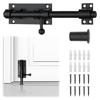 8 Inch Heavy Duty Gate Latch, 304 Stainless Steel Slide Bolt Latch with Padlock Hole, Barrel Bolt Lock for Fence, Barn Door, Outdoor Gate