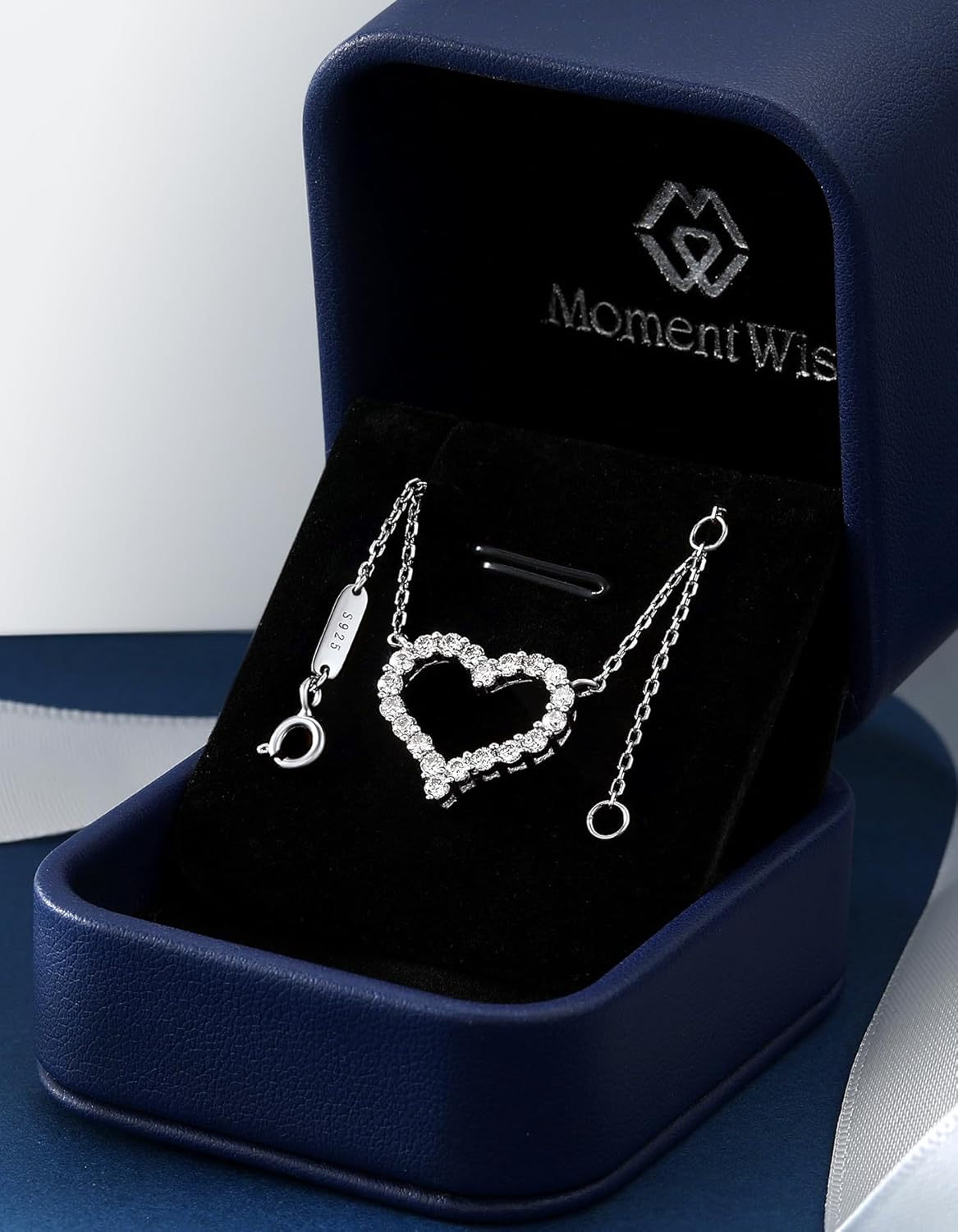MomentWish Initial Necklaces for Women, Birthday Gifts for Wife, 0.285 Carat Moissanite Heart Necklace, 925 Sterling Silver Letter Necklace, Christmas Anniversary Valentine's Day Gifts for Her - Image 3
