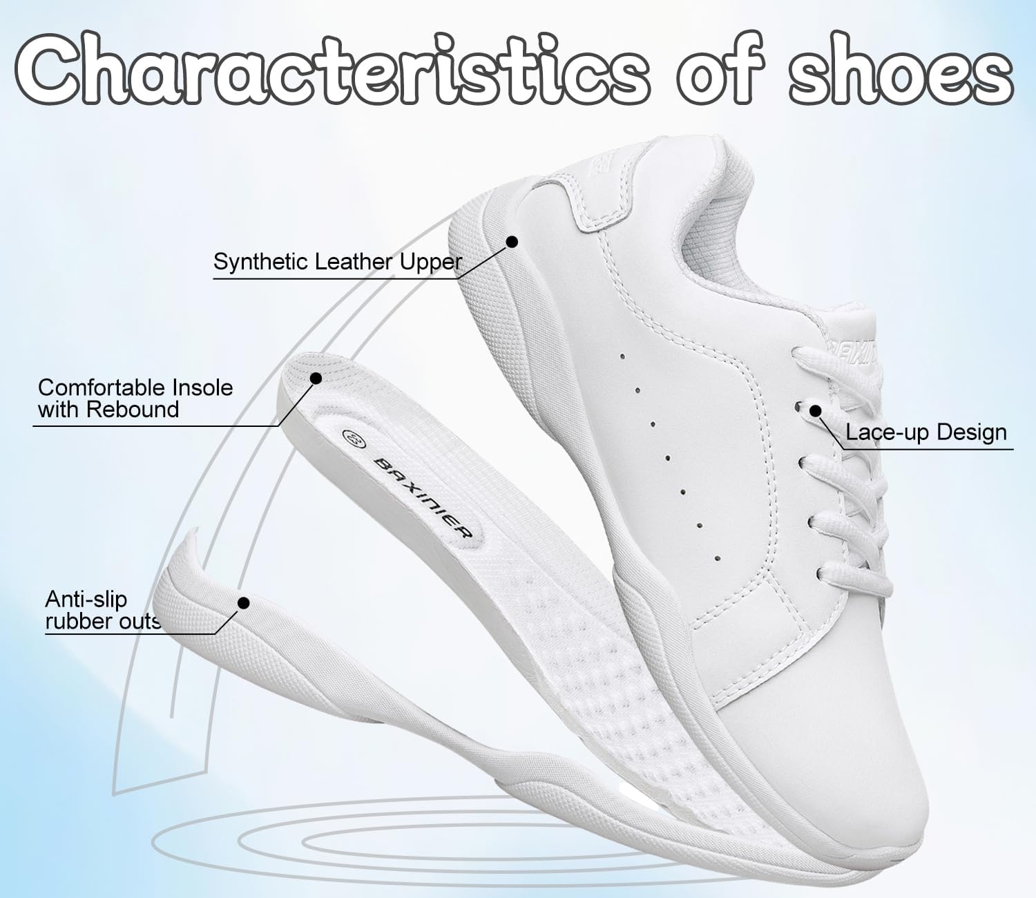 TUOTOM White Cheer Shoes for Girls Minimalist Wide Toe Box Lightweight Youth Cheer Competition Shoes Athletic Gymnastics Training Dance Sneakers