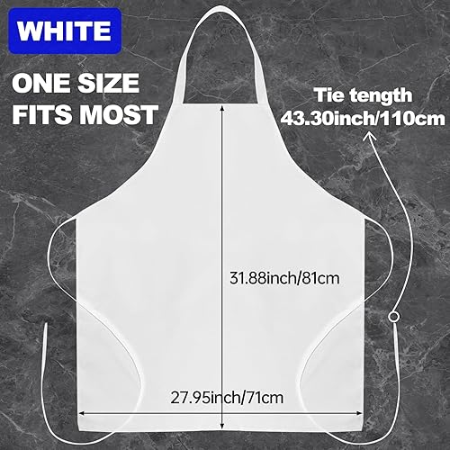 Miniatura 2 de Delantales unisex con peto, paquete de 12 delantales de chef blancos con lazos extralargos, lavables para mujeres y hombres, cocinar, restaurante,