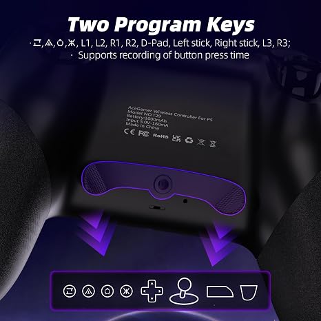 AceGamer Wireless Controller for PS5/Pro/Slim/Windows PC, Hall Effect Joysticks, Macro/Turbo Function, Bluetooth Controller with 6-Axis Gyro/Dual Vibration/Touchpad/Speaker/3.5mm Audio Jack!