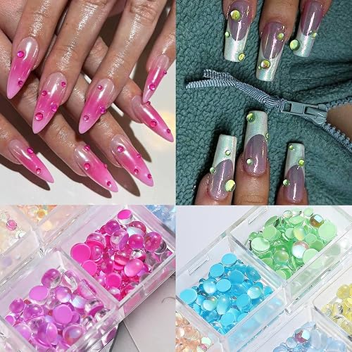Miniatura 5 de Cuentas de uñas de burbujas Aurora 3D, cuentas de sirena de cristal mixto para uñas, juego de diamantes de imitación de arte de uñas con pinzas,