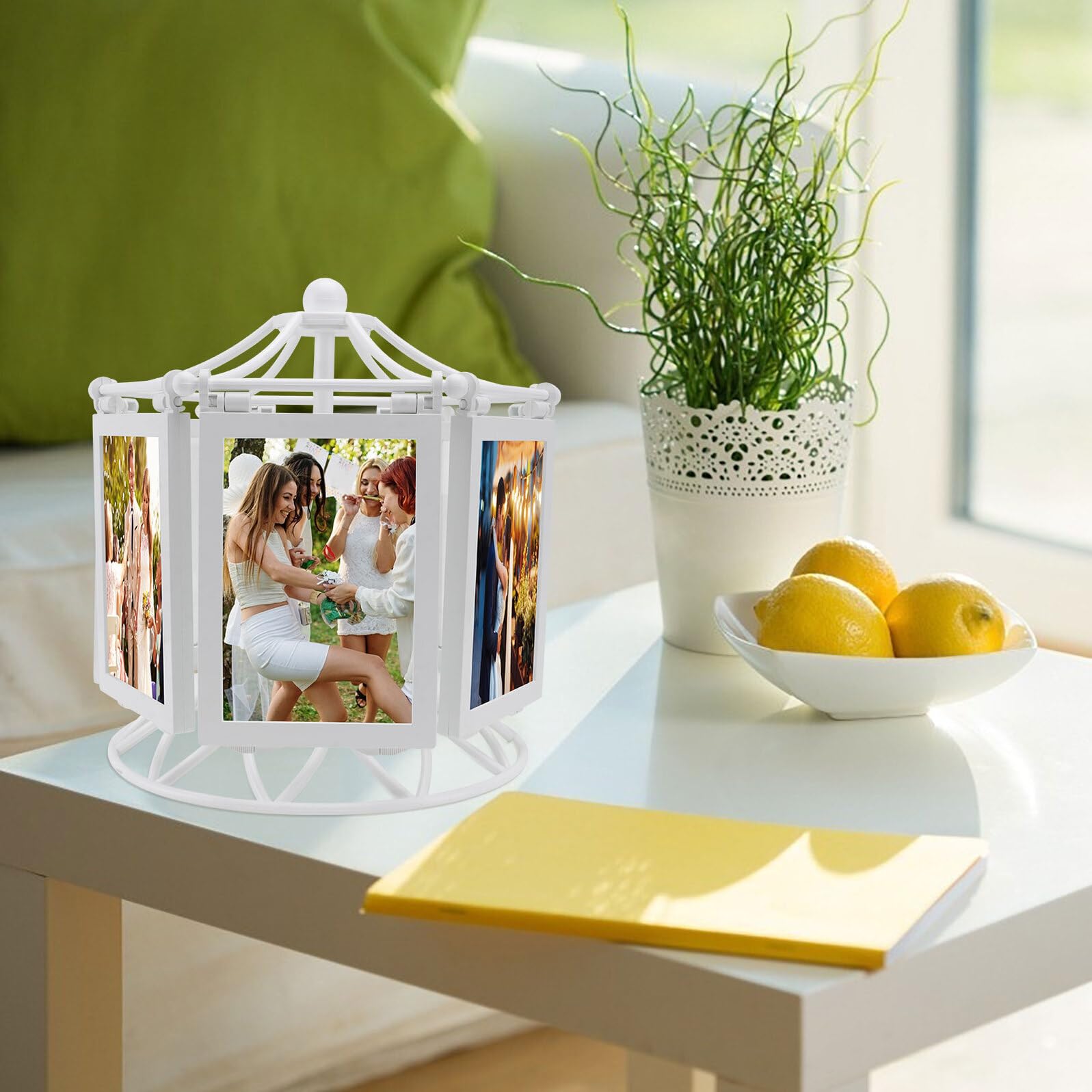Cornice Portafoto Combinata Multifunzione Carillon Bianco 5 Pollici Decorazione per Foto di Matrimonio e Arredamento Casa Porta Foto da Tavolo Elegante per Eventi e Ricordi