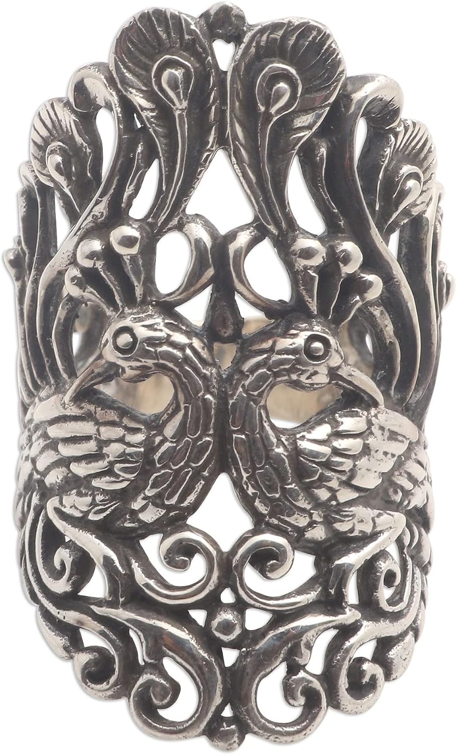 NOVICA Artisan Handmade .925 Sterling Silver Cocktail Ring Peacock Indonesia Animal Themed Peacockbird 'Peacock Romance'