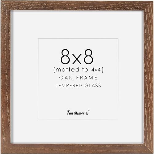 Miniatura 146 de Portarretratos de madera maciza de roble blanco de 4 x 4 pulgadas, marco de fotos cuadrado con vidrio templado real, marco rústico de madera