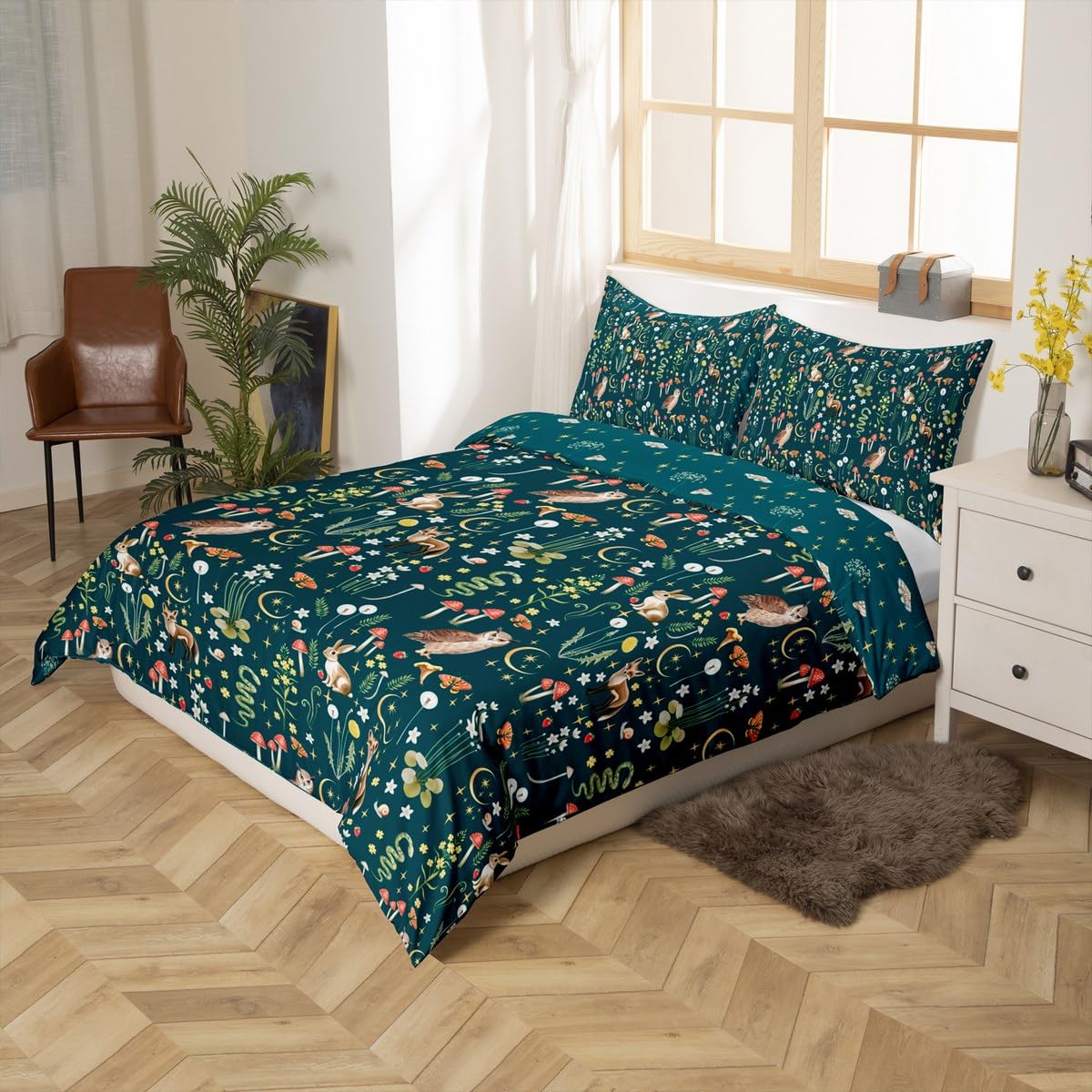 Homewish Green Double Duvet Cover Set Microfiber Reversible - Image 2