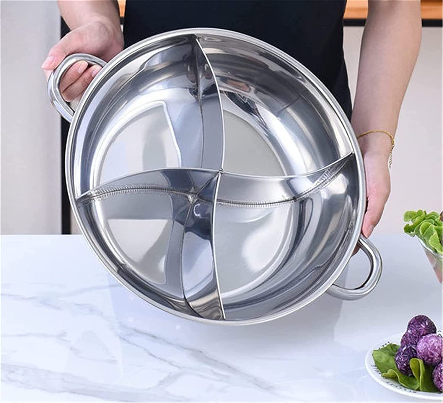 Amazon.co.jp: ステンレス鍋両手鍋仕切り四槽式鍋両手鍋仕切り