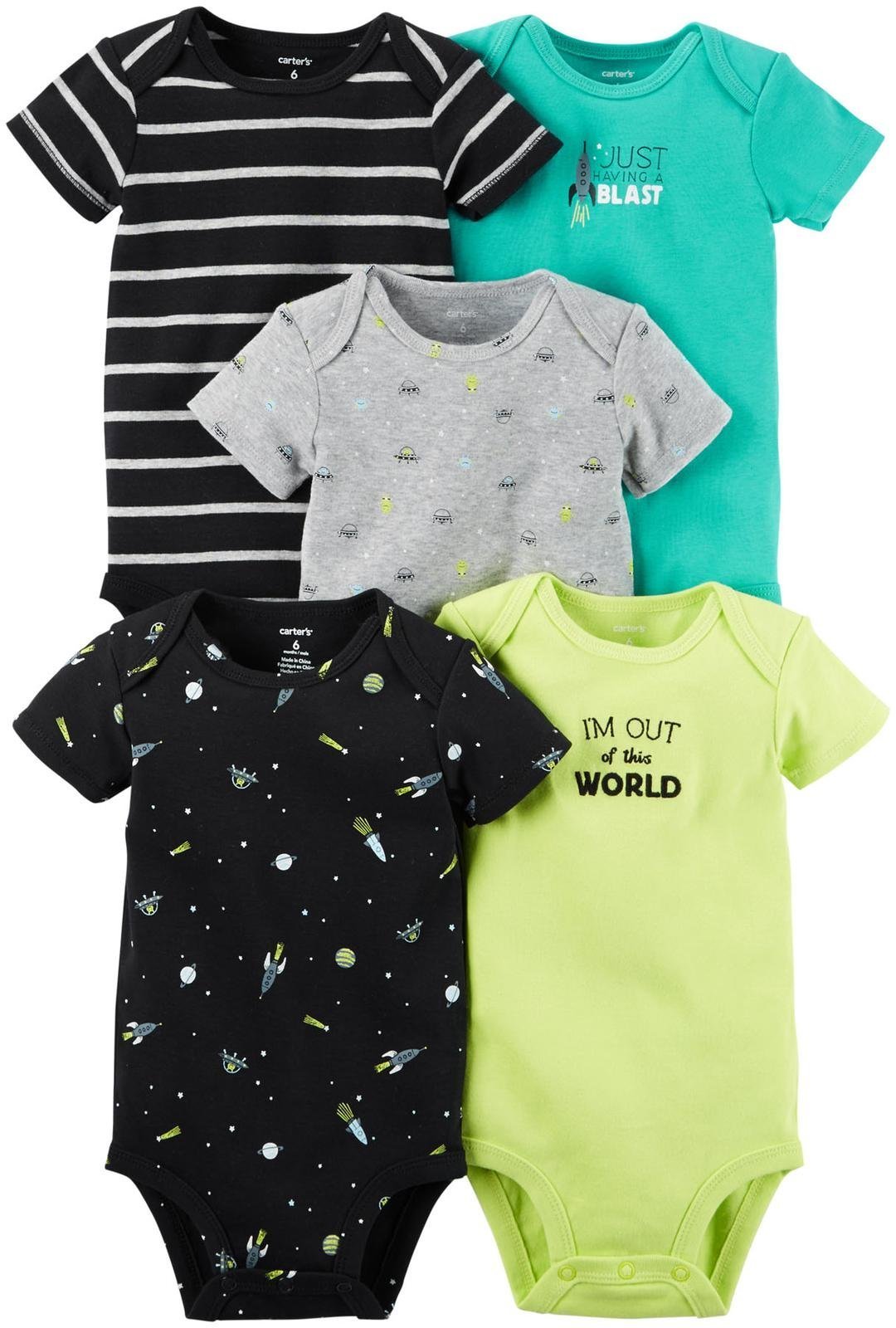 Carter's Baby Boys Multi-Pack Bodysuits, Assorted, New Born