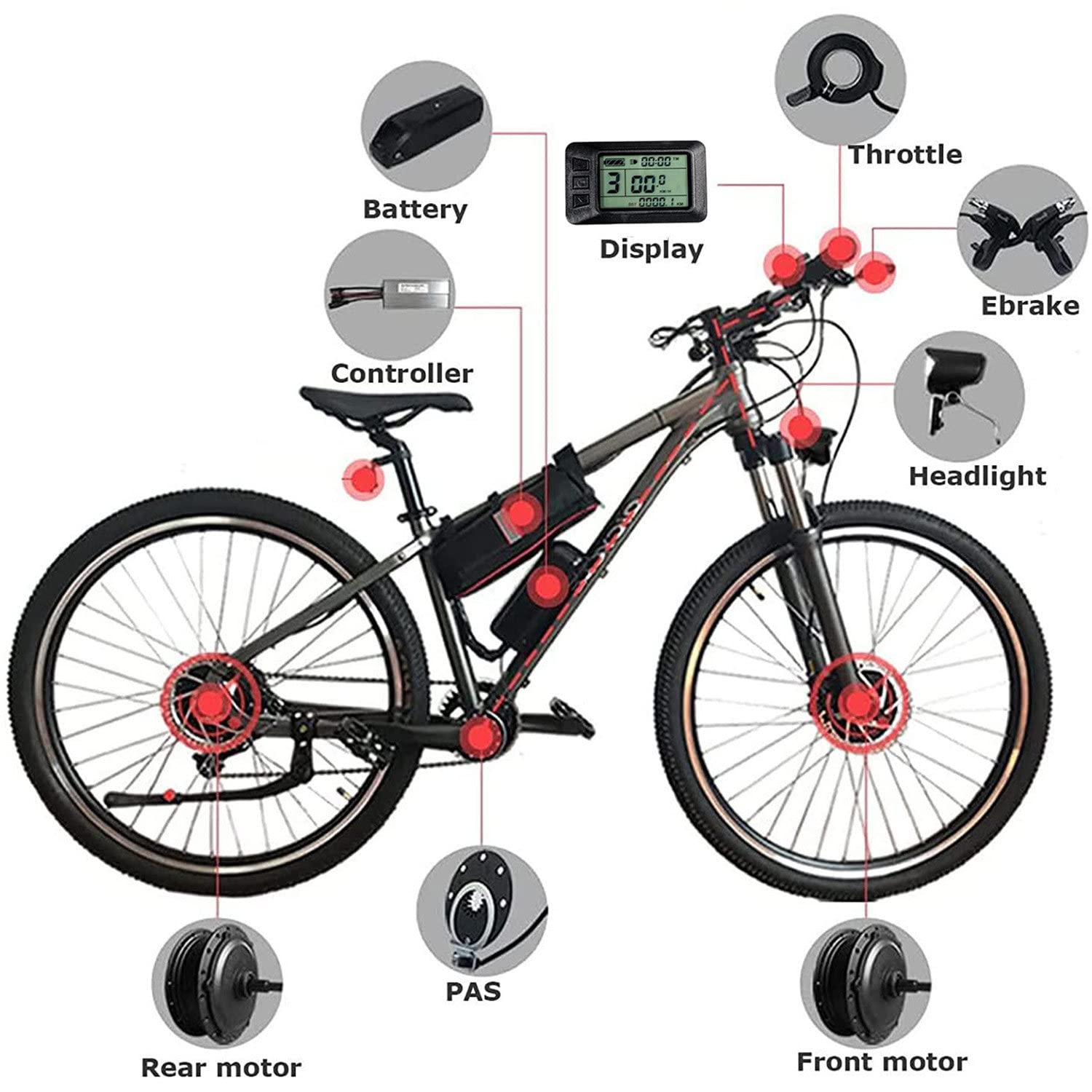 Zestaw do konwersji roweru elektrycznego Kaseta tylnego koła Zestaw do roweru elektrycznego Ebike Rower elektryczny Zestaw do konwersji roweru E 20, 24, 26, 27,5, 28, 29, 700c calowy 48V/250W-700c